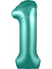 Фольгированный шар с гелием "Цифра 1, Бискайский зеленый" 102 см